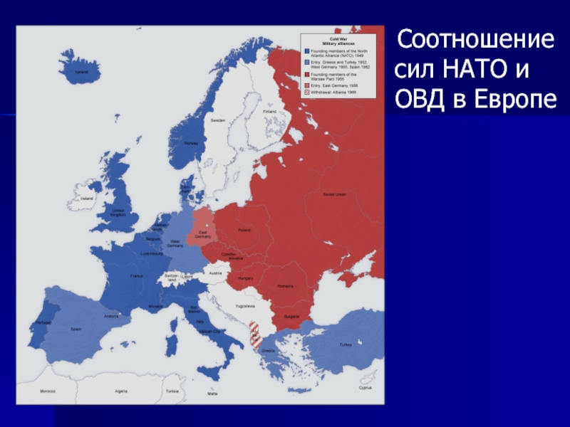 Соотношение сил НАТО и ОВД в Европе