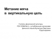 Метание мяча в вертикальную цель