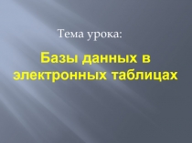 Базы данных в электронных таблицах