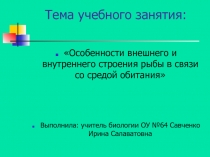 Особенности внешнего и внутреннего строения рыб в связи со средой обитания