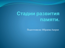 Стадии развития памяти.