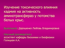 Изучение токсического влияния кадмия на аминотрансфераз