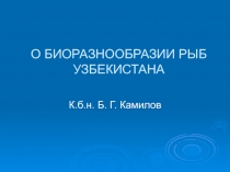 О БИОРАЗНООБРАЗИИ РЫБ УЗБЕКИСТАНА