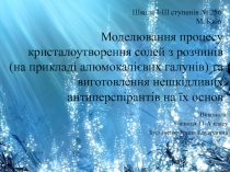 Моделювання процесу кристалоутворення солей з розчинів