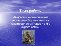 Видовой и количественный состав совообразных птиц на территории села Глазок и в его окрестностях