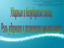 Роль ударения в различении смысла слова