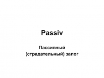 Passiv (пассивный страдательный залог, немецкий язык)