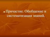 Причастие. Обобщение и систематизация знаний.