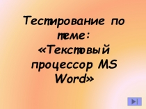 Текстовый процессор MS Word