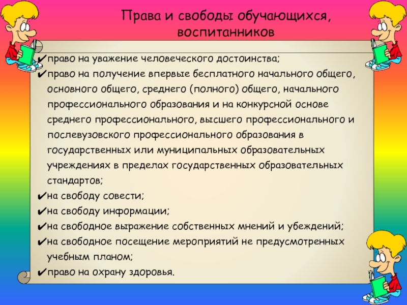 Права и обязанности учащихся в школе презентация