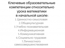 Ключевые образовательные компетенции относительно урока математики в начальной школе