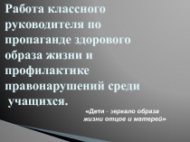 Работа классного руководителя по пропаганде здорового образа жизни и профилактике правонарушений среди учащихся.