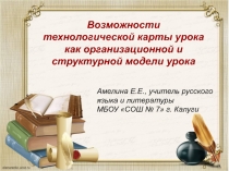 Возможности технологической карты урока как организационной и структурной модели урока