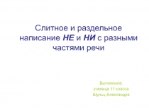 Слитное и раздельное написание НЕ и НИ с разными частями речи