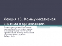 Лекция 13. Коммуникативная система в организации