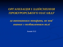 ОРГАНІЗАЦІЯ І ЗДІЙСНЕННЯ ПРОКУРОРСЬКОГО НАГЛЯДУ за виконанням покарань, не пов