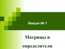 Лекция № 1
Матрицы и определители