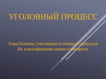 1
Тема : Понятие участников уголовного процесса.
Их классификация, задачи и