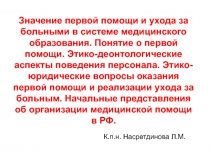 Значение первой помощи и ухода за больными в системе медицинского образования