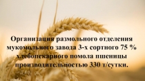 Организация размольного отделения мукомольного завода 3-х сортного 75 %
