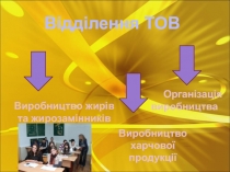 Відділення ТОВ
Організація виробництва
Виробництво жирів та