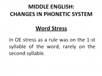 MIDDLE ENGLISH: CHANGES IN PHONETIC SYSTEM Word Stress