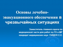 Основы лечебно-эвакуационного обеспечения в чрезвычайных ситуациях
Заместитель