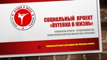 Социальный Проект  Путевка в жизнь