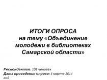 ИТОГИ ОПРОСА на тему Объединение молодежи в библиотеках Самарской области