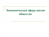 Экономическая сфера жизни общества