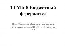 ТЕМА 8 Бюджетный федерализм