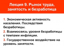 Лекция 9. Рынок труда, занятость и безработица