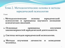 Тема 2. Методологические основы и методы юридической психологии
