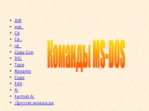 DIR
md_
Cd
Cd..
rd_
Copy Con
DEL
Type
Rename
Copy
Edit
A:
Format A:
Другие