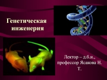 Лектор – д.б.н., профессор Ясакова Н.Т