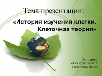 История изучения клетки. Клеточная теория