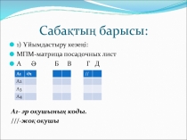 Сабақтың барысы: