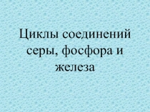 Циклы соединений серы, фосфора и железа