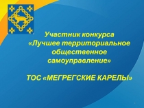 Участник конкурса
Лучшее территориальное общественное самоуправление
ТОС