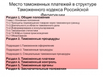 Место таможенных платежей в структуре Таможенного кодекса Российской Федерации