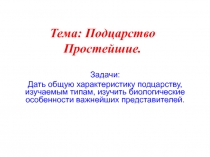 Задачи:
Дать общую характеристику подцарству, изучаемым типам, изучить