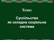 Тема : Суспільство як складна соціальна система