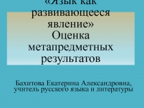 Язык как развивающееся явление Оценка метапредметных результатов