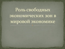 Роль свободных экономических зон в мировой экономике