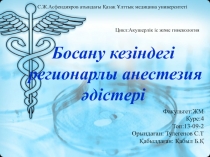 Босану кезіндегі регионарлы анестезия әдістері