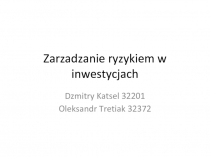 Zarzadzanie ryzykiem w inwestycjach