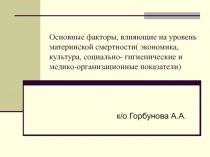 Основные факторы, влияющие на уровень материнской смертности( экономика,