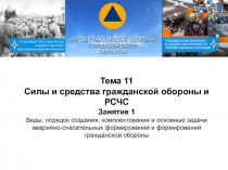 Тема 11
Силы и средства гражданской обороны и РСЧС
Занятие 1
Виды, порядок