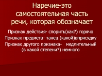 Наречие-это самостоятельная часть речи, которая обозначает