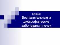 лекция Воспалительные и дистрофические заболевания почек